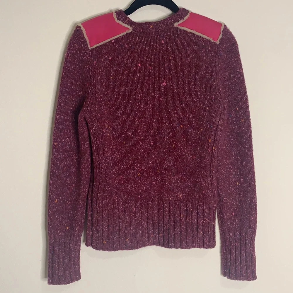 ESCADA Sport Women Small Cable Knit Stretch Wool Cashmere Blend Plum‎ Sweater-